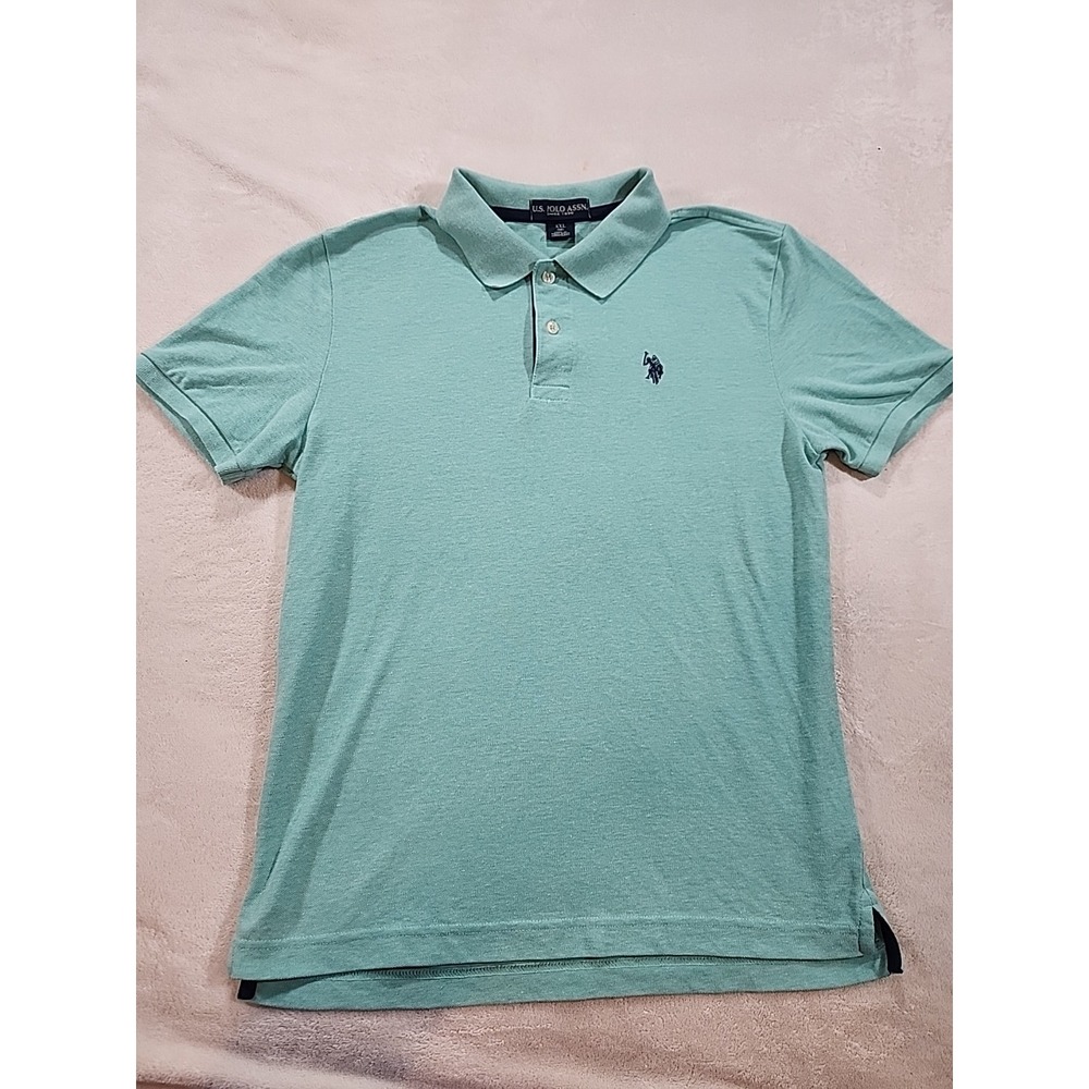 U.S. Polo‎ Assn. Boys Short Sleeve 100% Cotton Polo Shirt Green/White XXL (18)